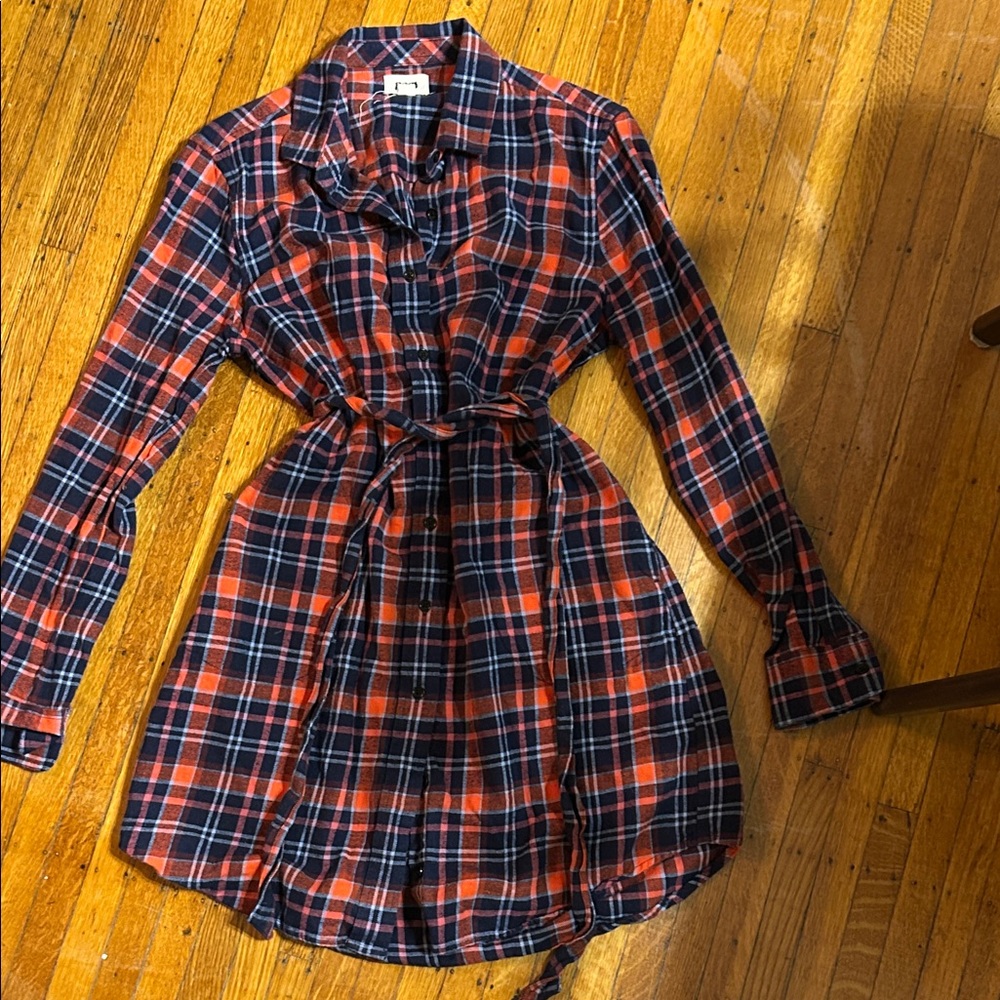Pact Plaid Midi Dress - Red and Blue